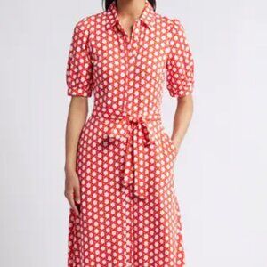 Boden- Libby Knit Midi Shirt dress- Red geometric print- US 16